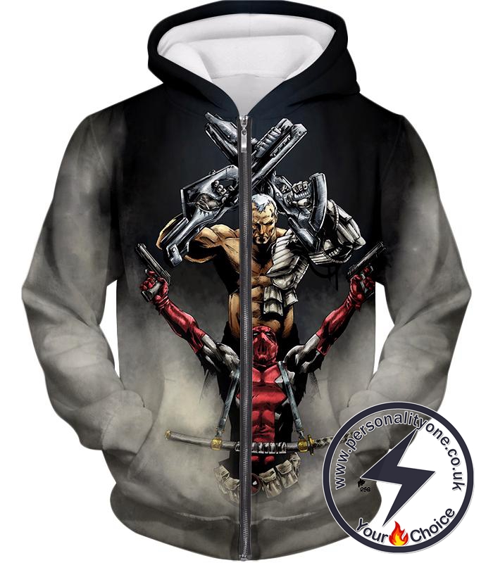 Marvel Mutants Deadpool Vs Cable Amazing Zip Up Hoodie